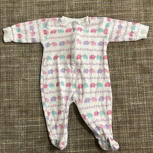 Kissy Kissy Elephant Print Zipper Footie in 3-6M